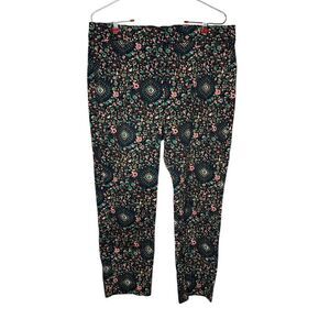 J.Crew‎ Women's Pants Capri Floral Leaf Printed Skimmer Pants Ankle Crop Sz. 8